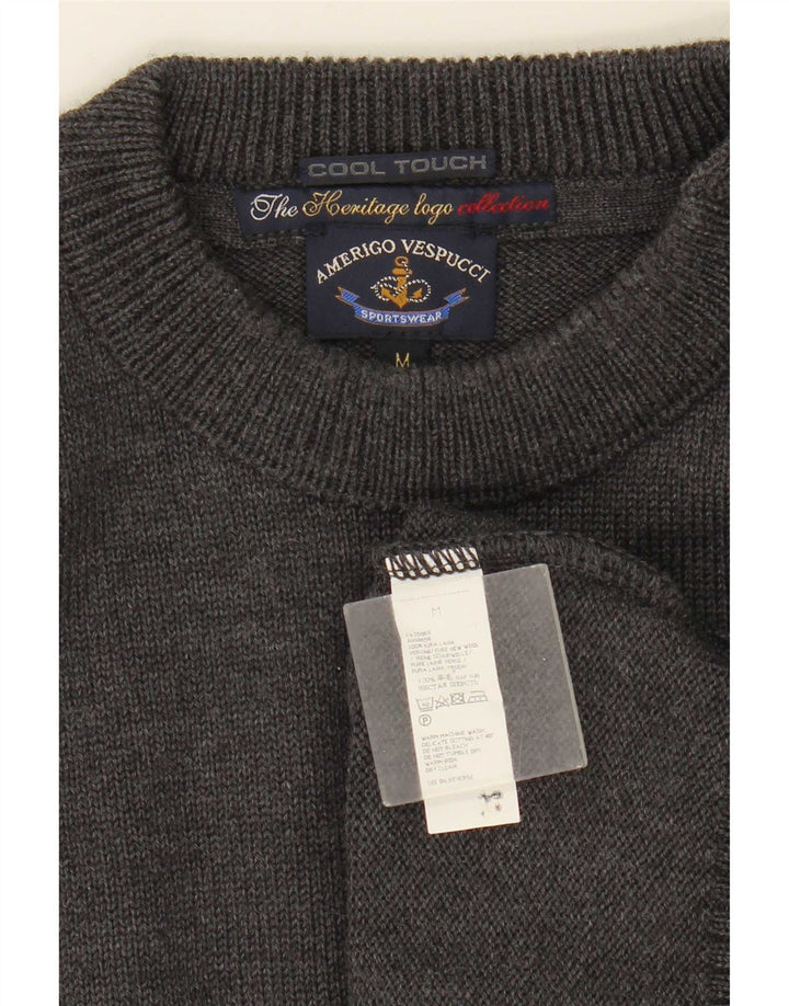 Maglione da uomo Amerigo Vespucci con collo a bottoni in lana grigio medio
