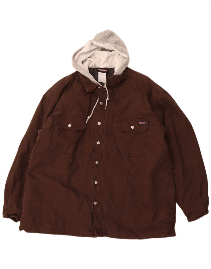 DICKIES Giubbotto bomber con cappuccio da uomo UK 36 Small Brown Colourblock