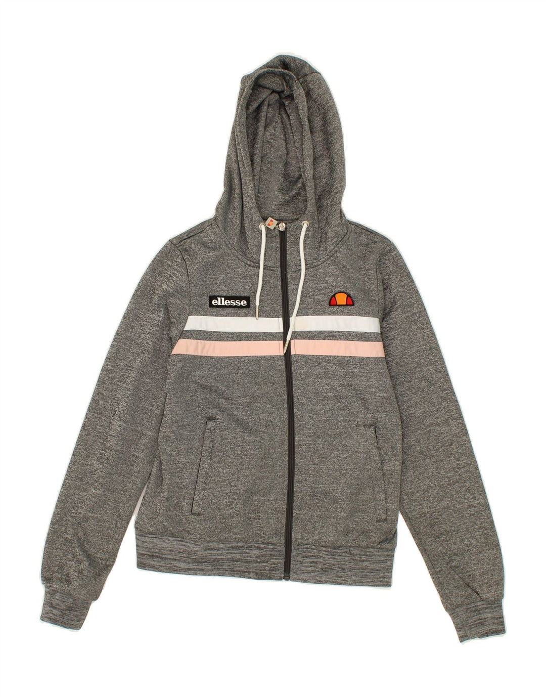 ELLESSE Womens Zip Hoodie Sweater UK 8 Small Grey Polyester Vintage Ellesse and Second-Hand Ellesse from Messina Hembry 