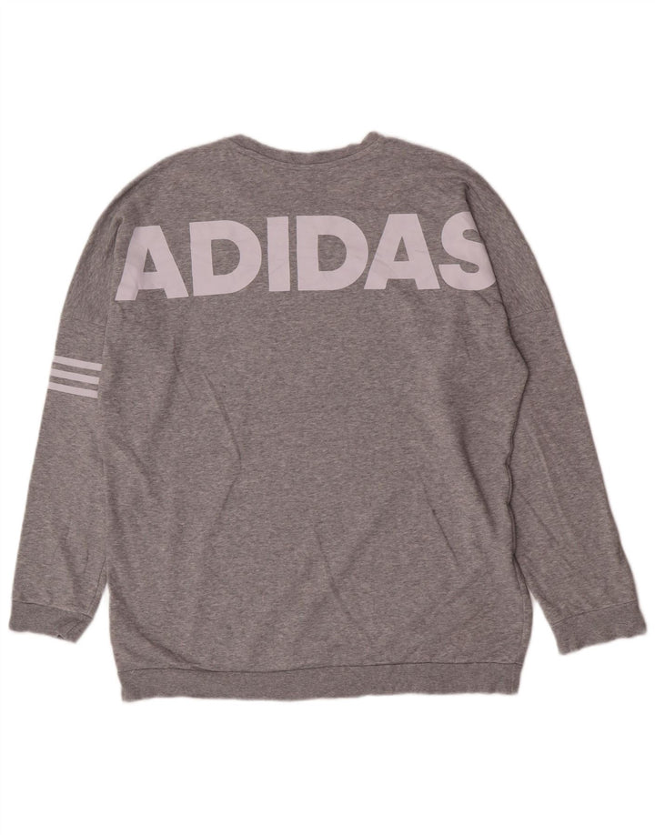 Felpa oversize con grafica Adidas da donna UK 16/8 grande cotone grigio