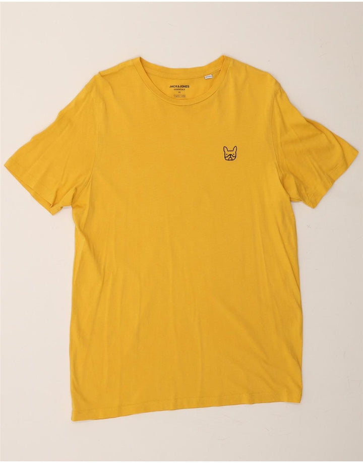 JACK & JONES Mens T-Shirt Top Medium Yellow Cotton Vintage Jack & Jones and Second-Hand Jack & Jones from Messina Hembry 