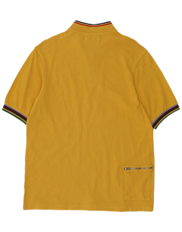 Fred Perry Uomo Bradley Wiggins T-shirt con zip sul collo Top XL a righe gialle
