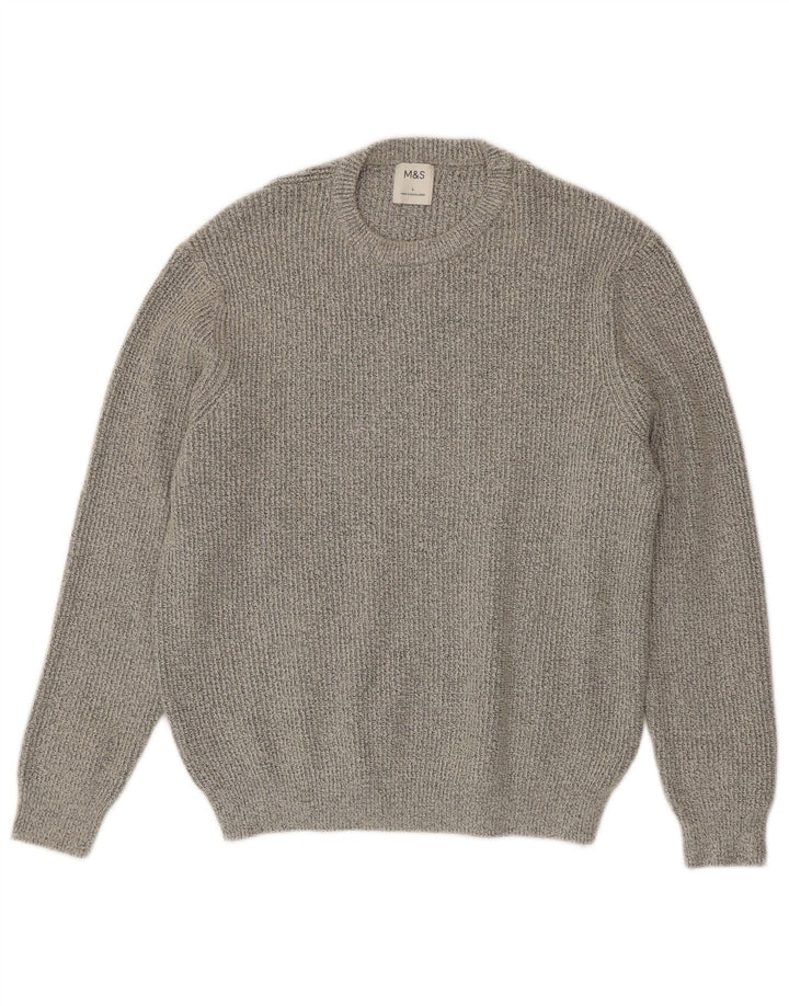 Maglione maglione girocollo da uomo Marks & Spencer grande grigio in poliammide