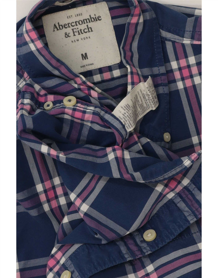 Camicia di flanella da uomo Abercrombie & Fitch in cotone a quadri blu medio