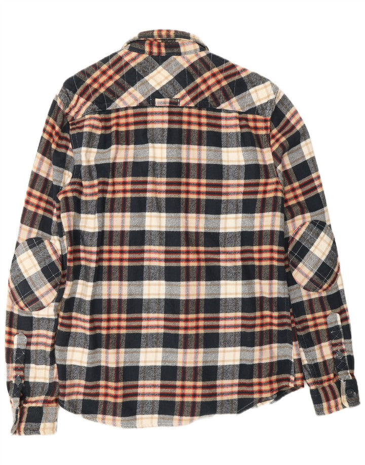 Camicia da uomo in flanella SUPERDRY, cotone a quadri neri grandi
