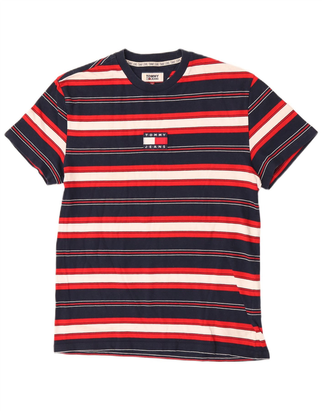 T-shirt a maniche corte da uomo Tommy Hilfiger Top a righe multicolori medie