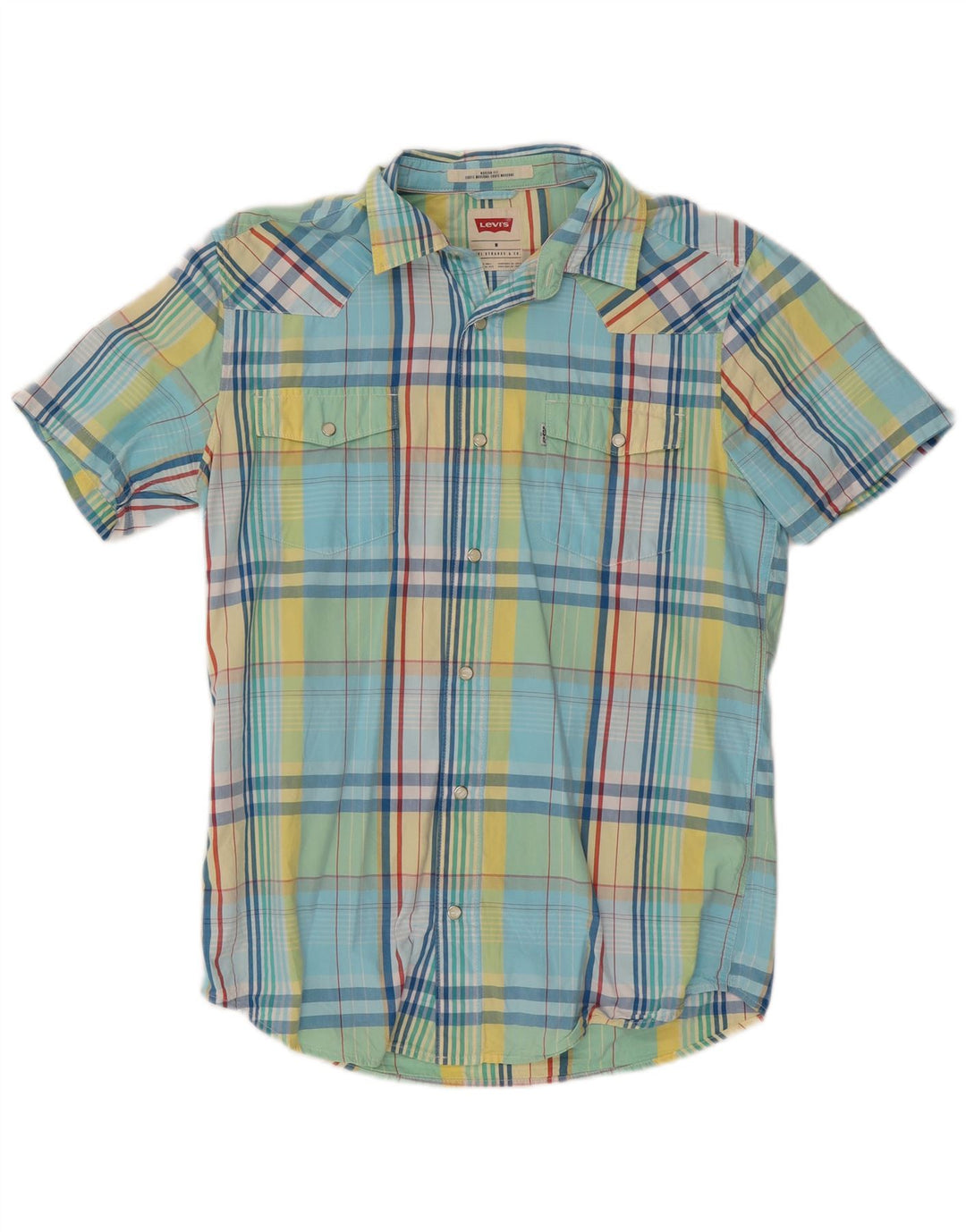 Camicia a maniche corte Levi's Modern Fit da uomo in cotone a quadri blu medio