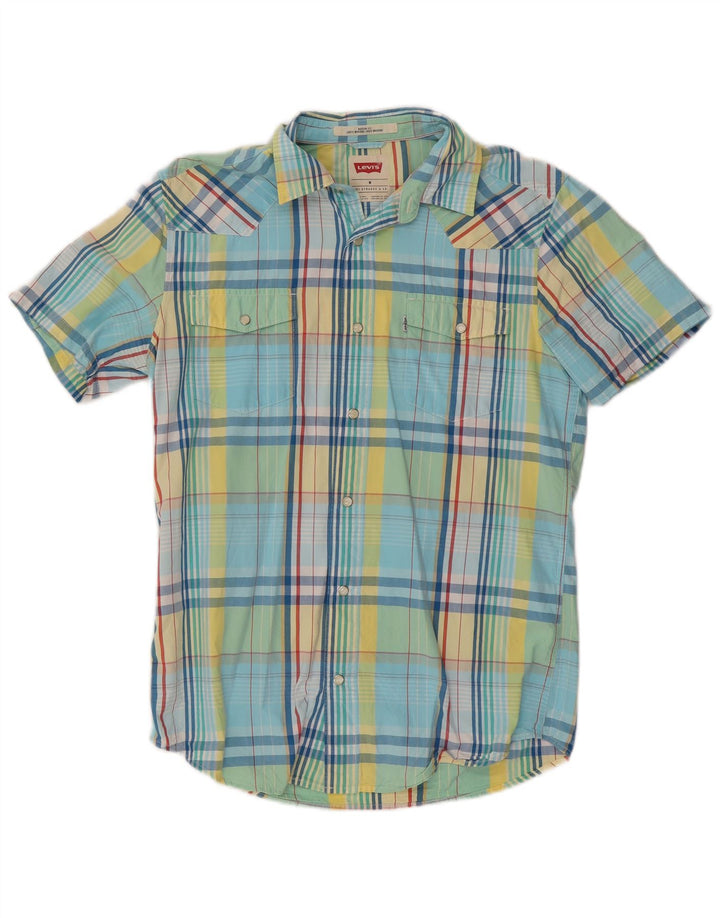 Camicia a maniche corte Levi's Modern Fit da uomo in cotone a quadri blu medio