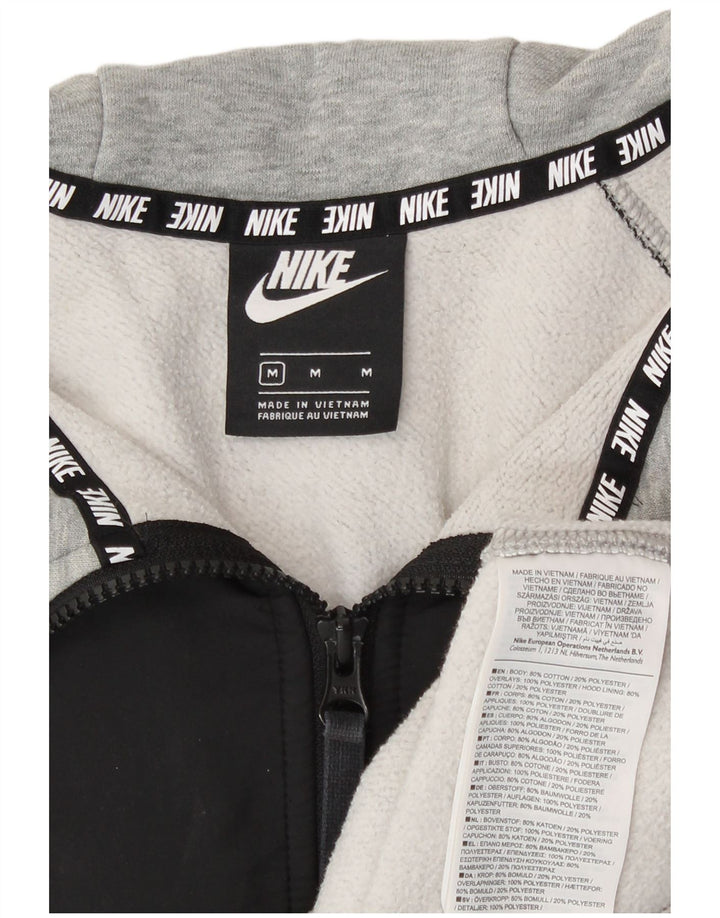 Felpa con cappuccio e zip grafica Nike da uomo in cotone color block grigio medio
