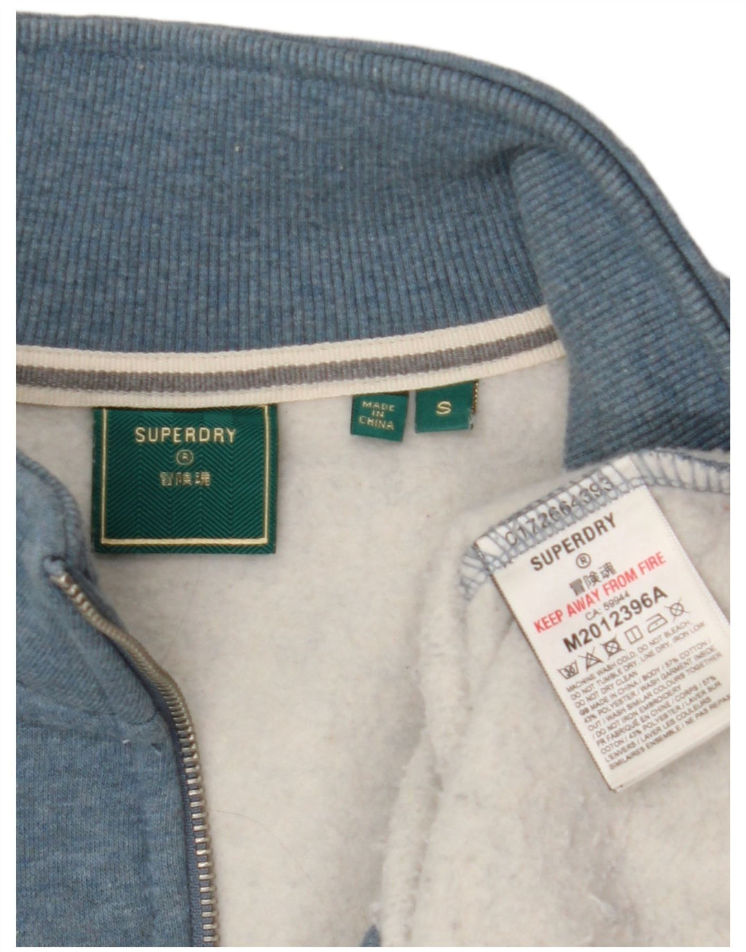 Felpa da uomo con collo con zip Superdry, maglione piccolo in cotone blu