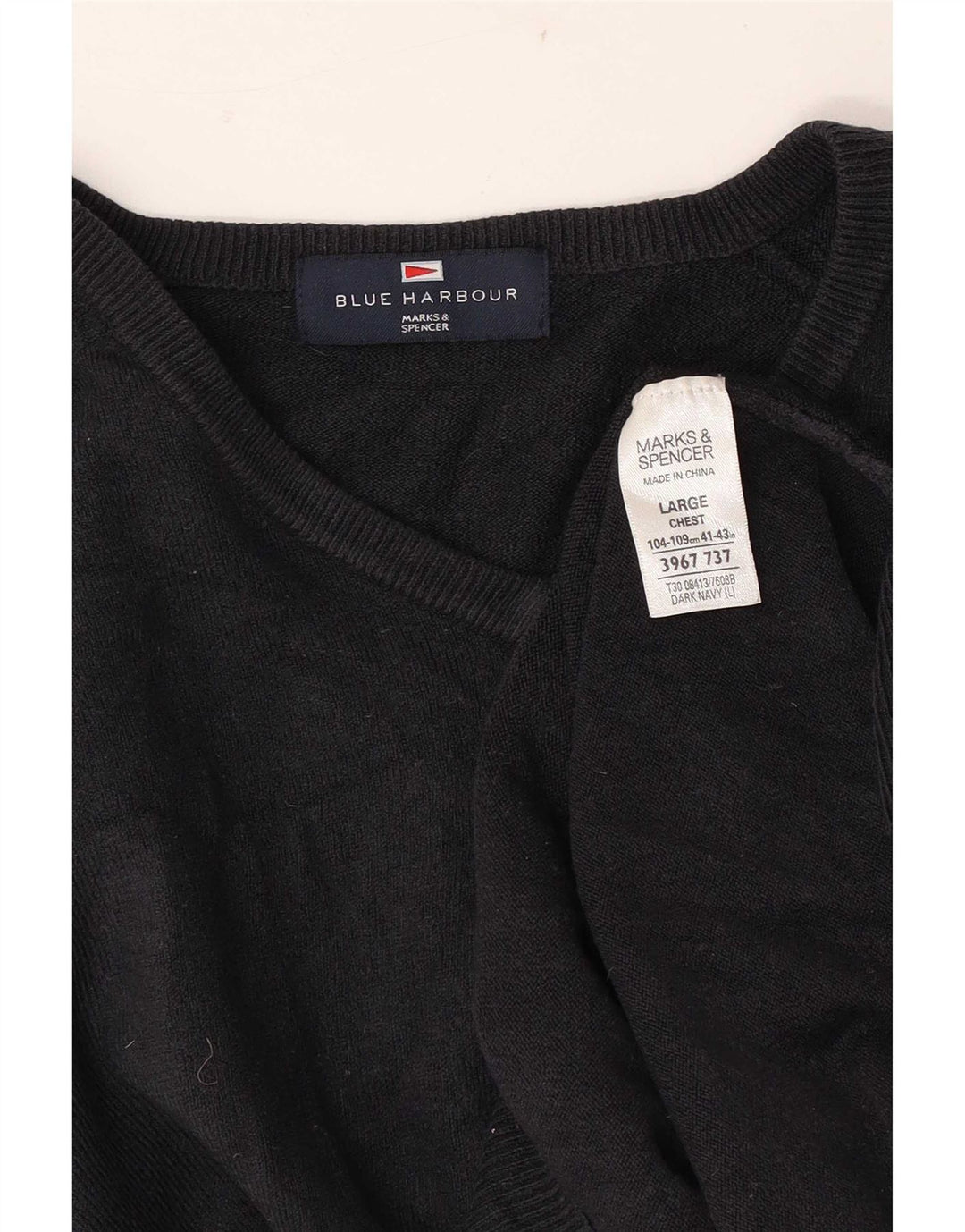 Marks & Spencer Maglione da uomo con scollo a V blu Harbour Grande acrilico blu scuro