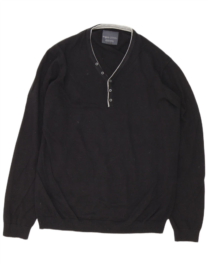 Maglione maglione da uomo con scollo a V Angelo Litrico XL Nero