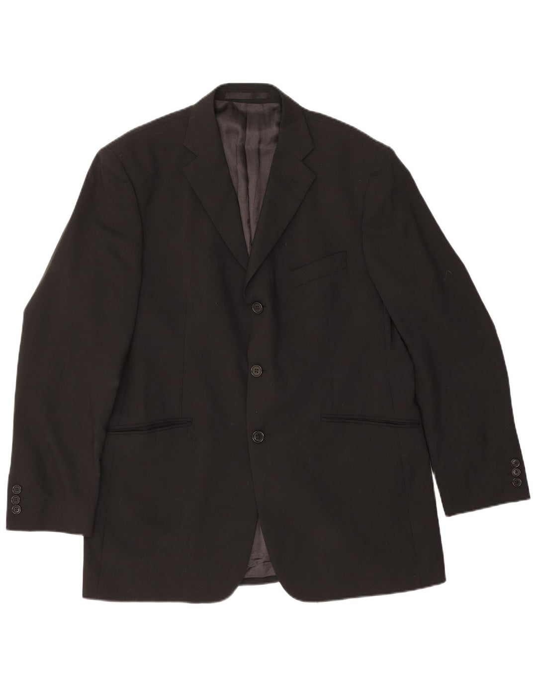 Giacca blazer a 3 bottoni da uomo Marks & Spencer UK 42 Large Black New Wool