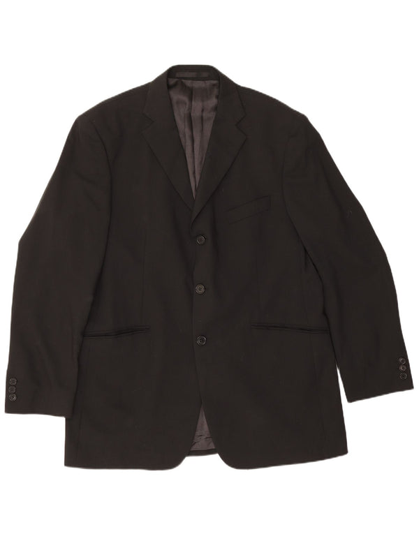 Giacca blazer a 3 bottoni da uomo Marks & Spencer UK 42 Large Black New Wool