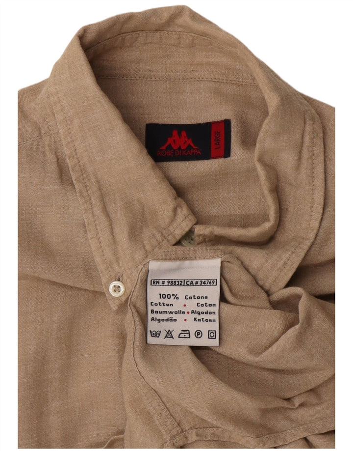 Camicia Kappa Uomo Large Beige In Cotone