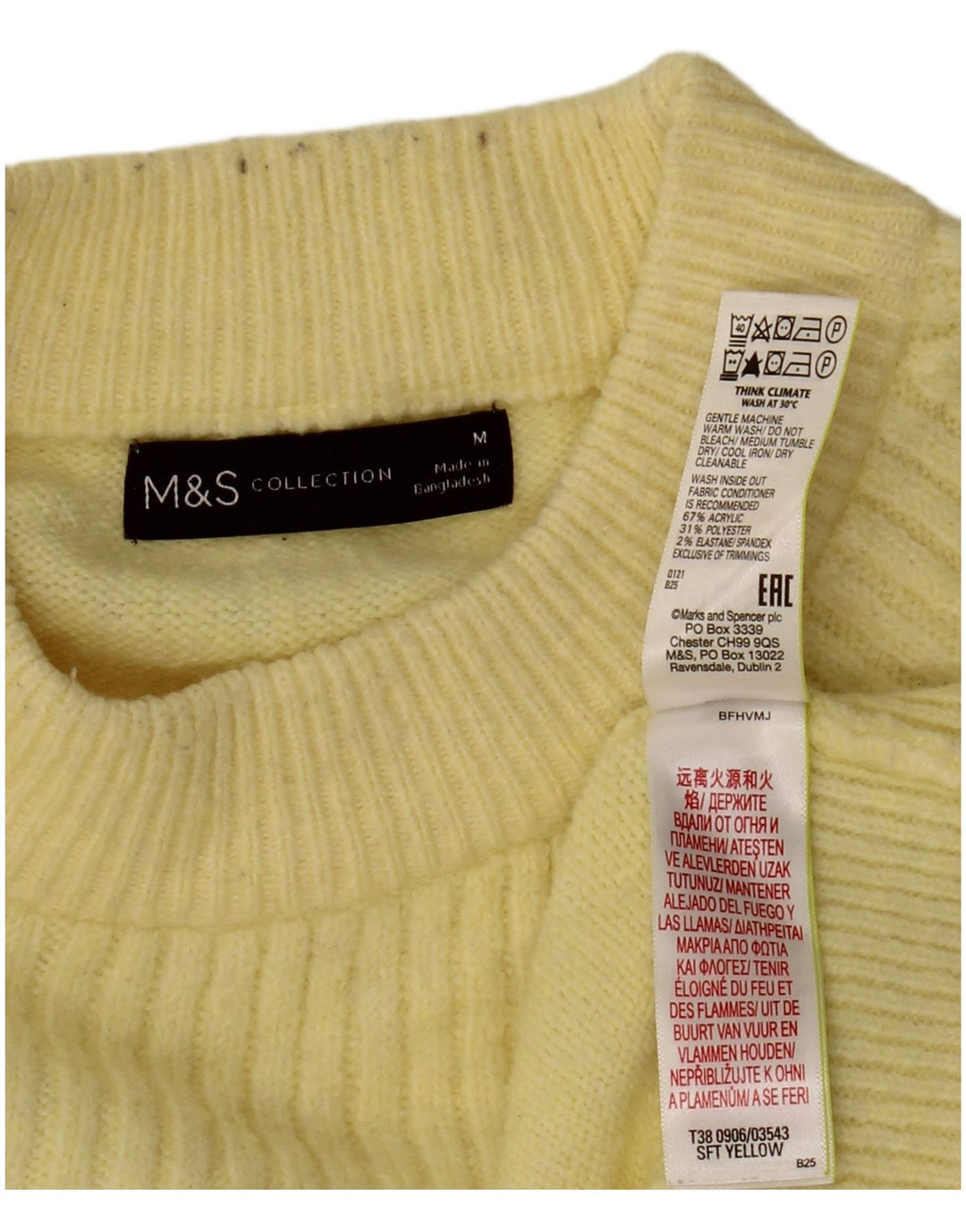 Maglione maglione girocollo da donna Marks & Spencer UK 14 Acrilico giallo medio
