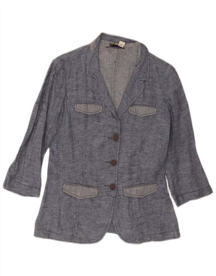 Giacca Blazer in Denim a 3 Bottoni da Donna Trussardi Jeans UK 10 Piccola Blu