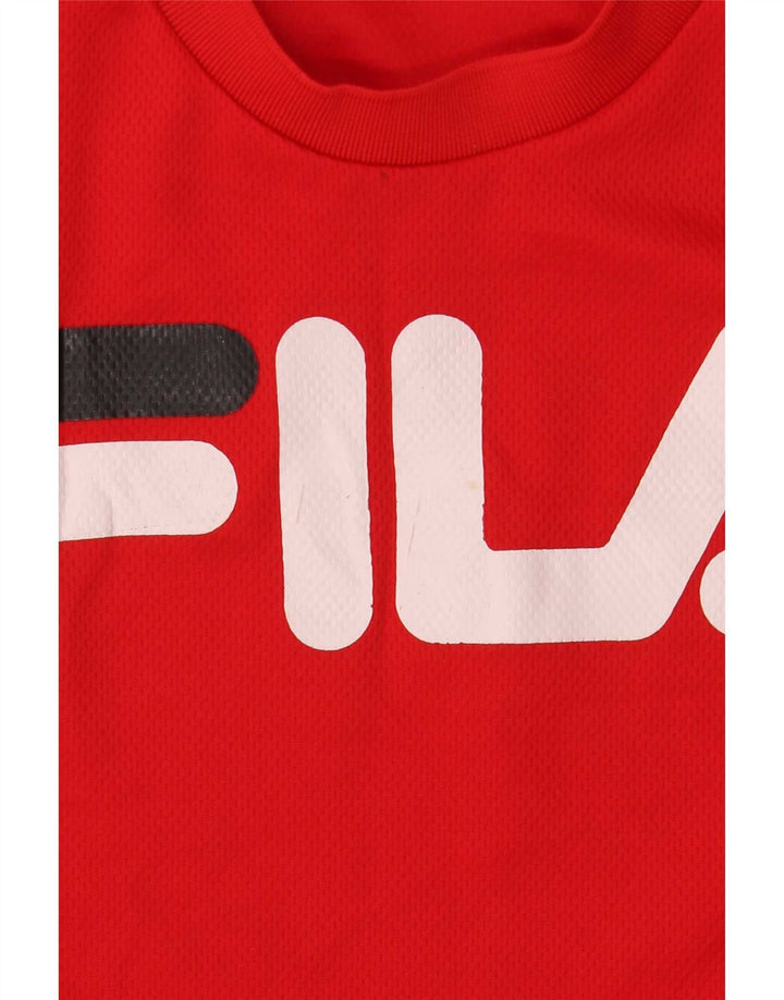 Canotta grafica da uomo Fila Small rossa in poliestere color block