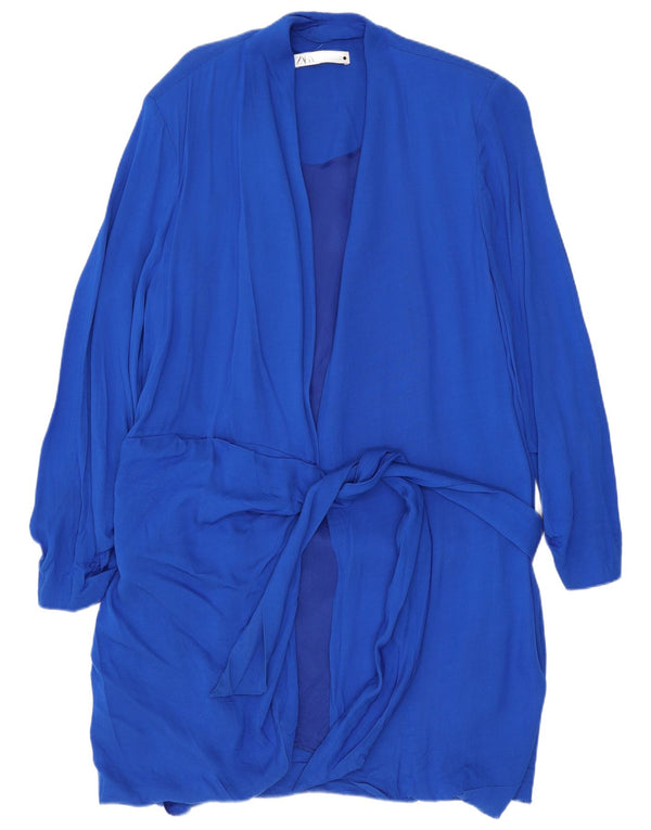 Top cardigan lungo da donna Zara UK 20 2XL viscosa blu