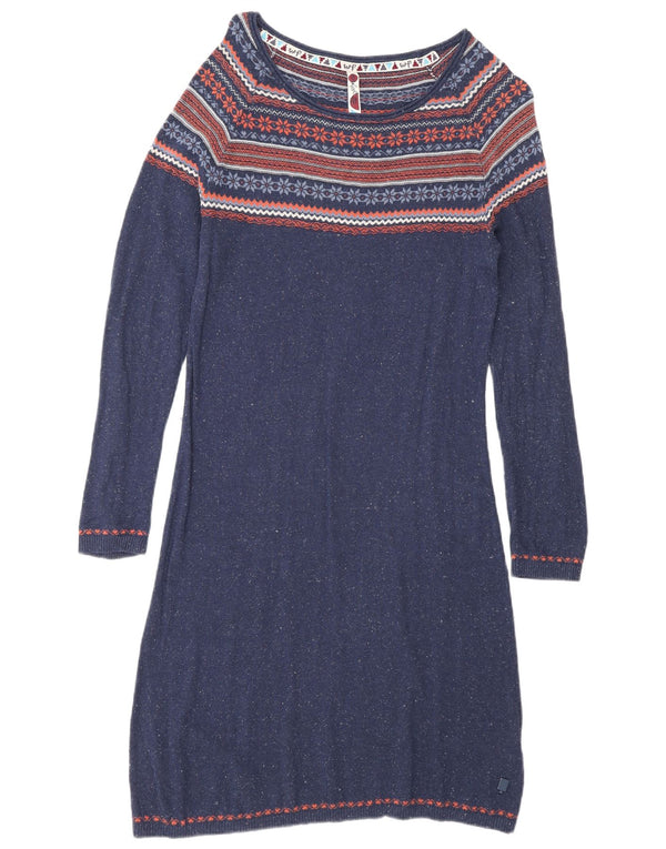 Abito maglione da donna Weird Fish UK 12 Viscosa Fair Isle blu medio