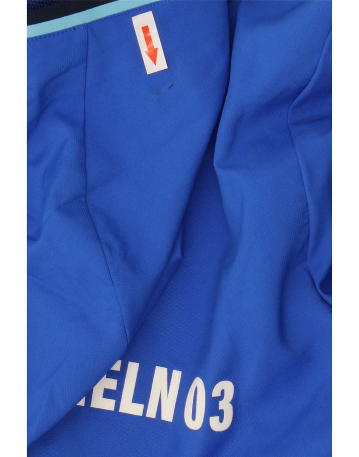 Giacca sportiva da uomo con cappuccio grafico Adidas, giacca in poliestere blu medio