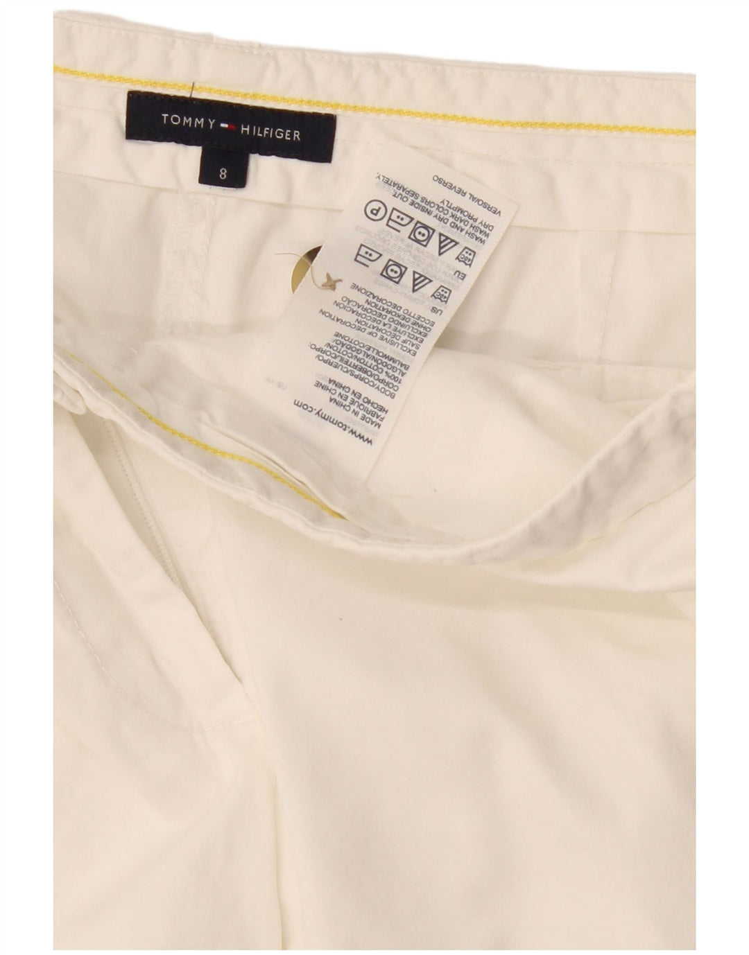 Pantaloncini chino da donna Tommy Hilfiger US 8 medi W32 cotone bianco
