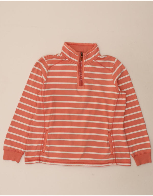 Felpa da donna con collo con zip Fat Face, maglione UK 18 XL, cotone a righe rosa