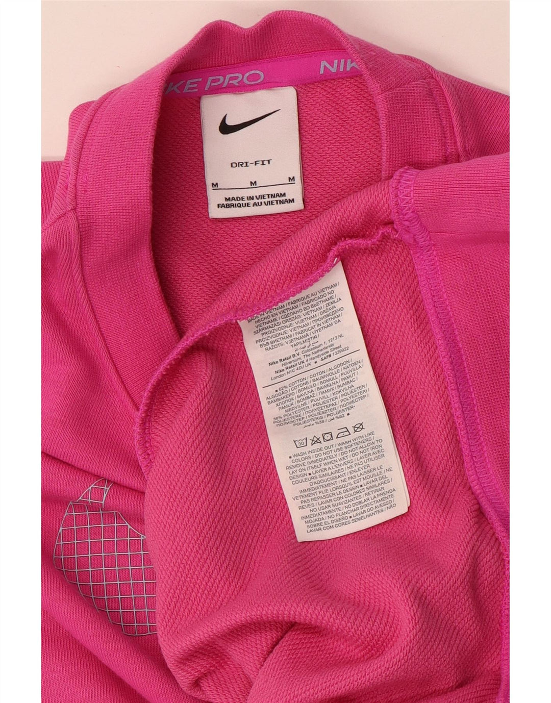 Felpa oversize con grafica Nike da donna UK 14 cotone rosa medio