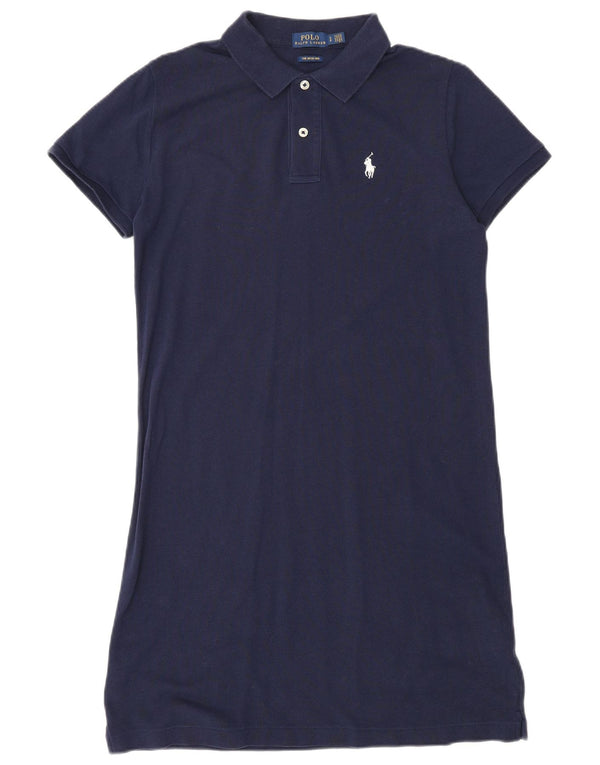 POLO RALPH LAUREN Abito polo da donna UK 10 Piccolo cotone blu navy