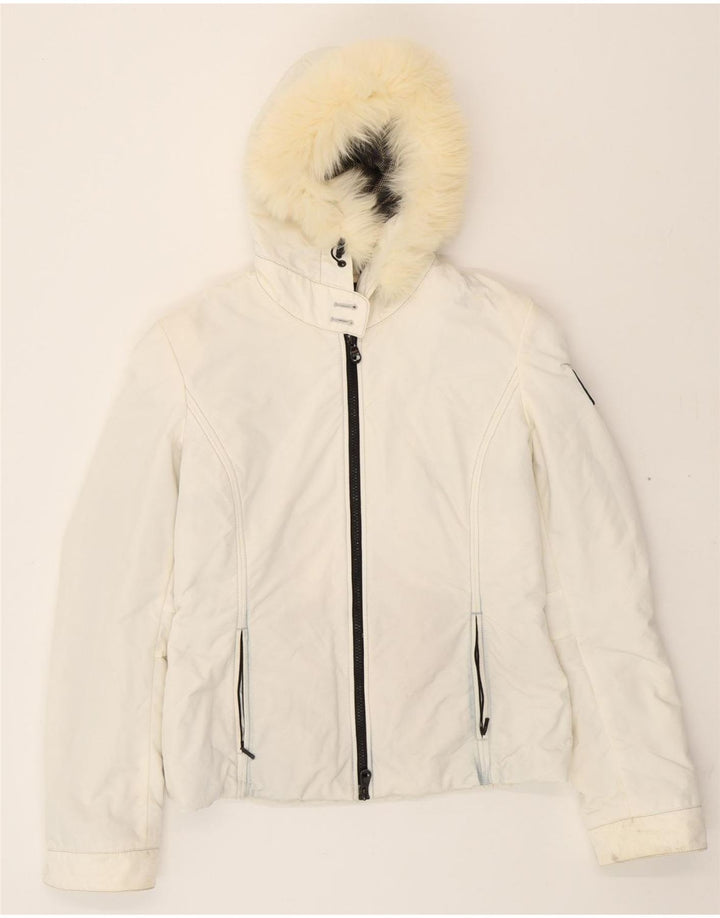 REFRIGIWEAR Womens Hooded Windbreaker Jacket IT 48 XL White Polyamide Vintage Refrigiwear and Second-Hand Refrigiwear from Messina Hembry 