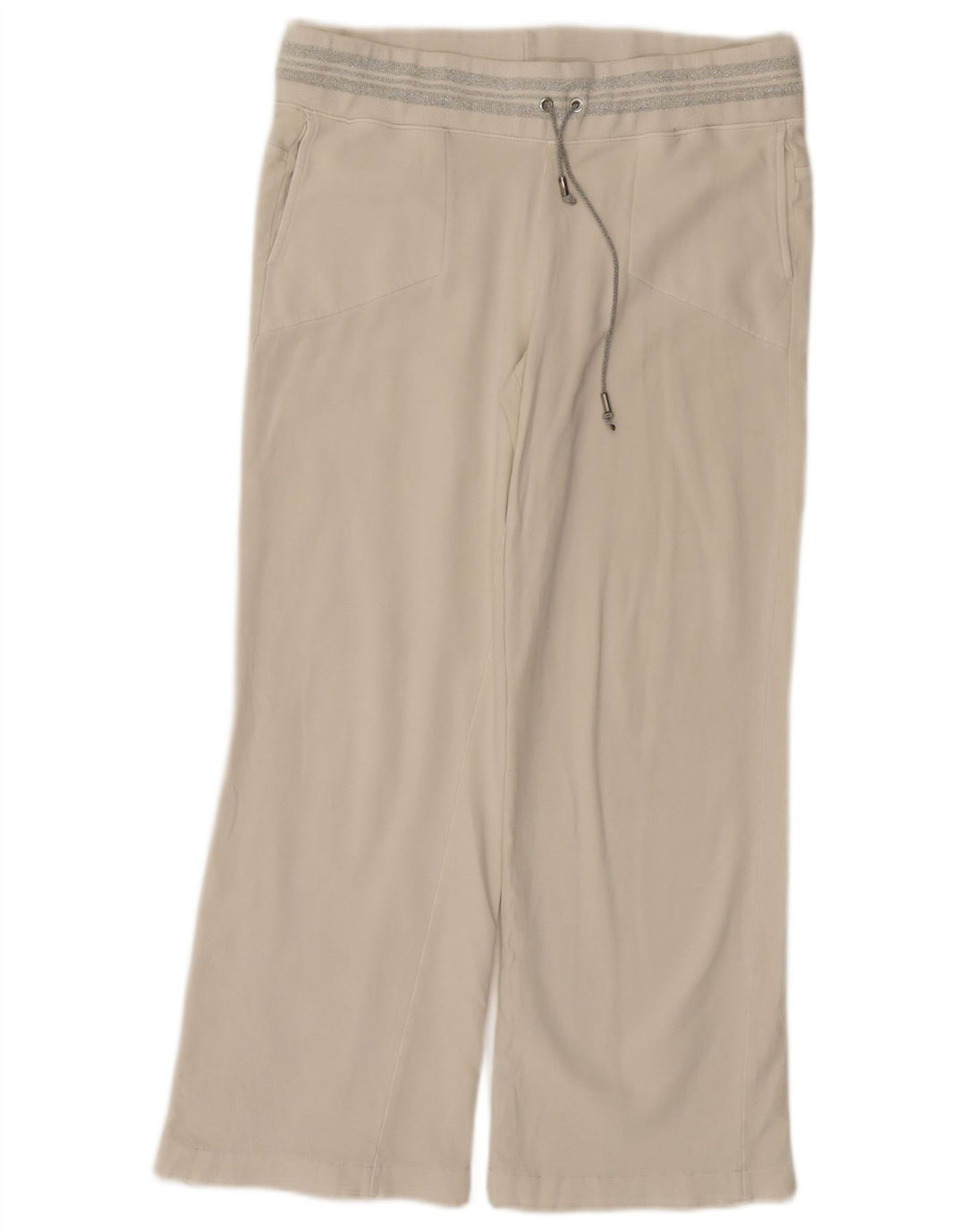Pantaloni da tuta da donna TRUSSARDI UK 14 cotone bianco sporco medio