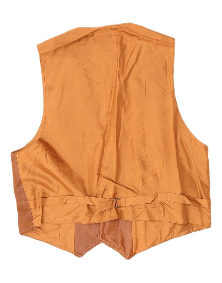 Gilet in pelle da uomo VINTAGE grande in pelle marrone
