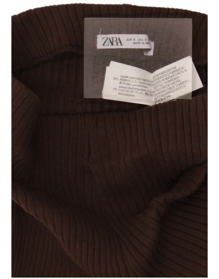 Leggings Zara da donna UK 8 piccoli in cotone marrone