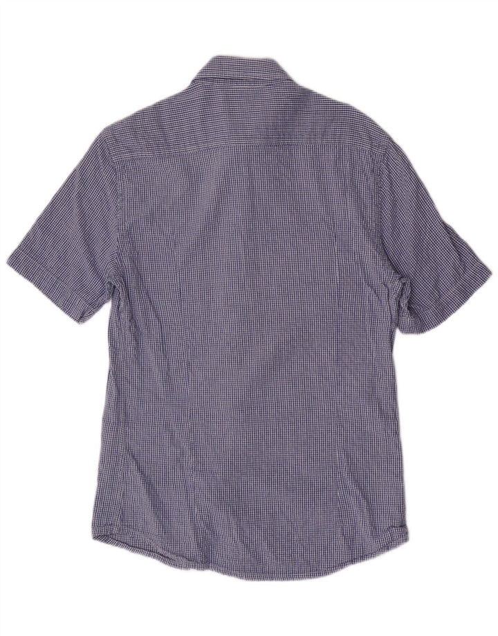 Camicia Kappa da uomo a maniche corte, vestibilità regolare, in cotone a quadri blu