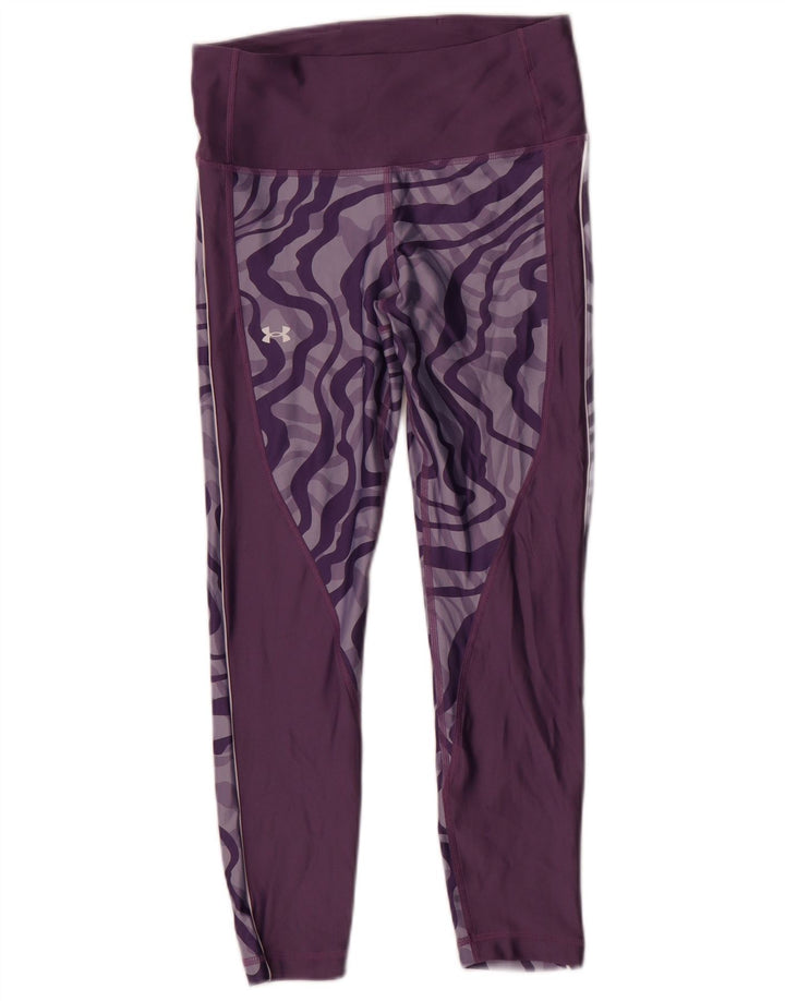 Leggings da donna Under Armour Heat Gear modello astratto UK 14 viola medio