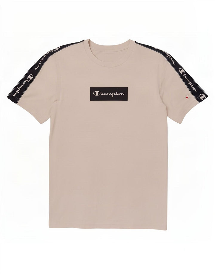 T-shirt grafica da uomo Champion Top in cotone color block bianco medio