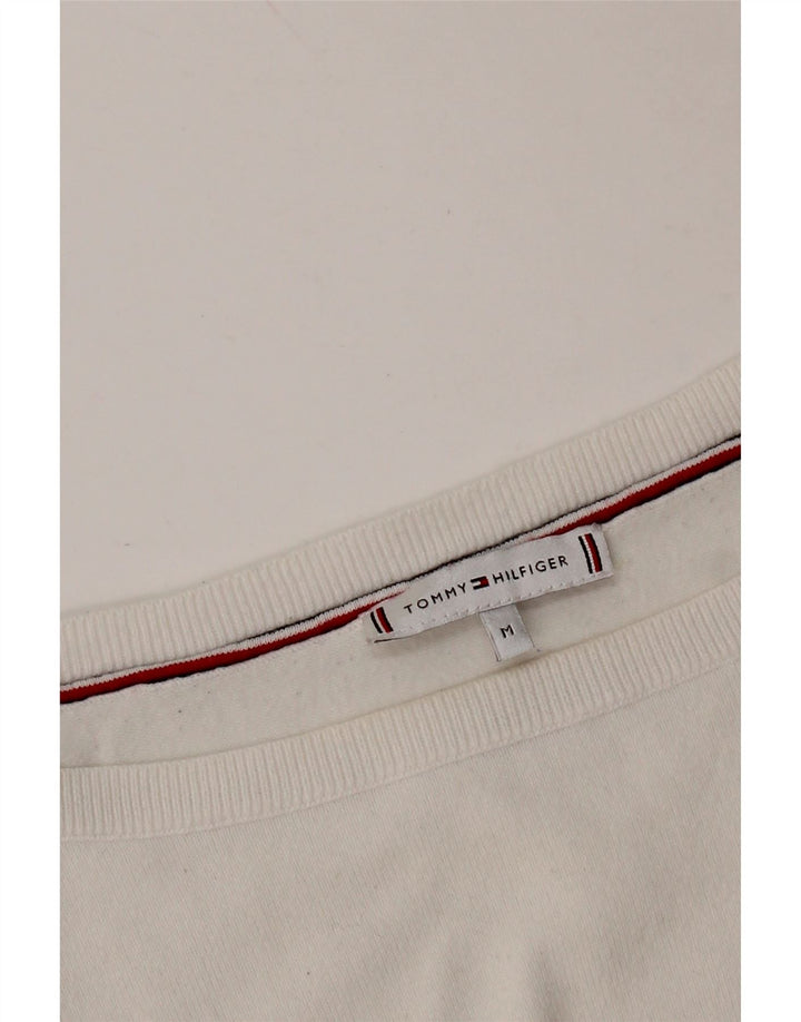 TOMMY HILFIGER Maglione da donna con scollo a barca UK 14 Medio Bianco