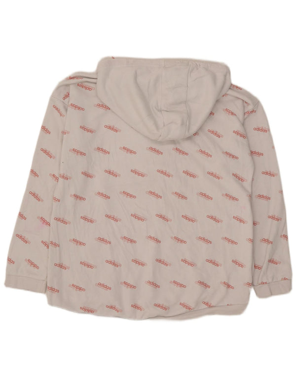 Felpa con cappuccio grafica da donna Adidas UK 16/18 grande cotone bianco