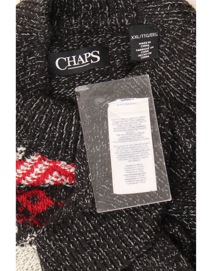 Maglione da uomo con collo a bottoni CHAPS 2XL cotone Fair Isle grigio
