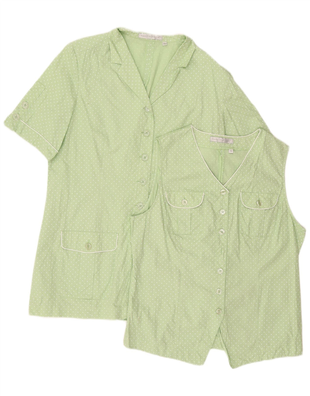 Mario Rosella Set da 2 pezzi da donna EU 40 Cotone a pois verde medio