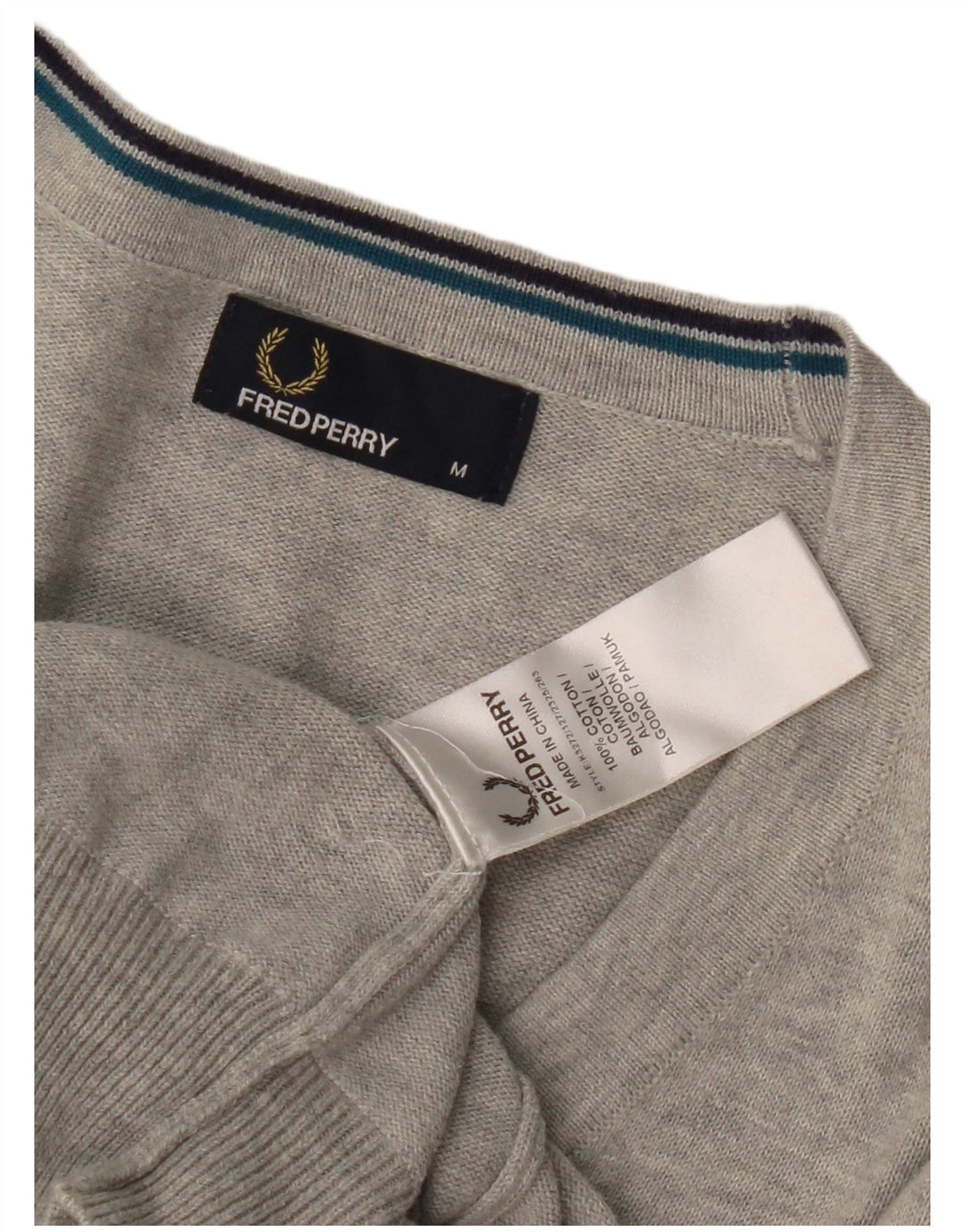 Maglione cardigan da uomo Fred Perry in cotone grigio medio