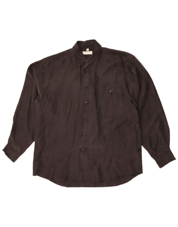 Camicia vintage da uomo grande in seta nera