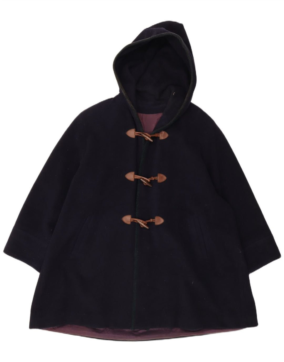 Montgomery oversize con cappuccio da donna vintage IT 42 medio in lana blu navy