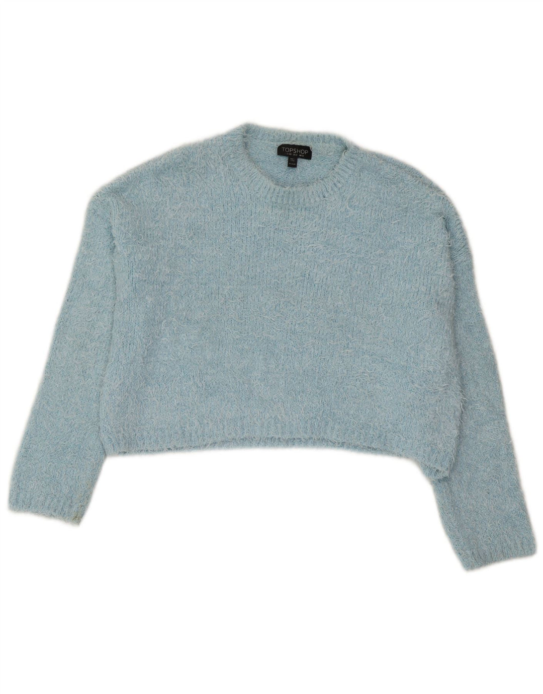 Maglione maglione girocollo corto da donna Topshop UK 12 poliestere blu medio