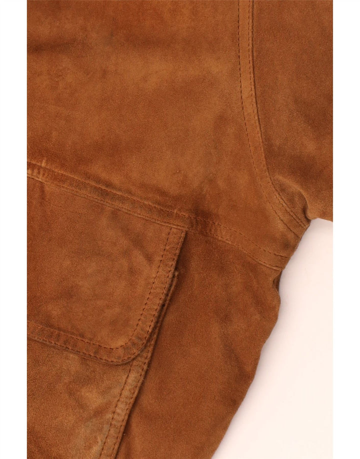 Giubbotto bomber vintage in pelle scamosciata da uomo IT 58 4XL in pelle marrone