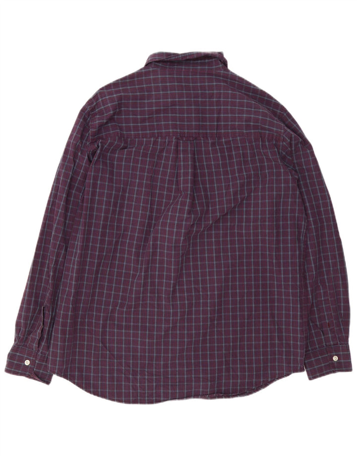 Chaps Camicia da uomo Easy Care, grande, in cotone a quadri bordeaux
