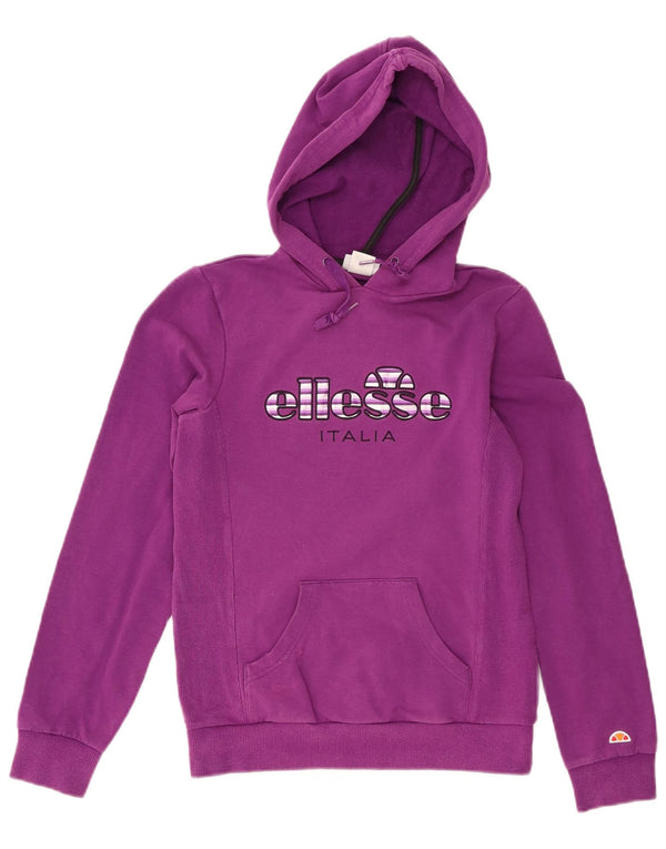 Maglione con cappuccio grafico da donna Ellesse UK 8 piccolo cotone viola