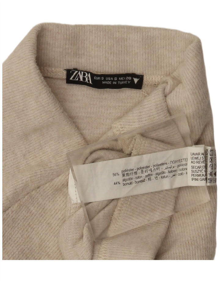 Gonna midi a vita alta da donna Zara piccola W26 poliestere beige