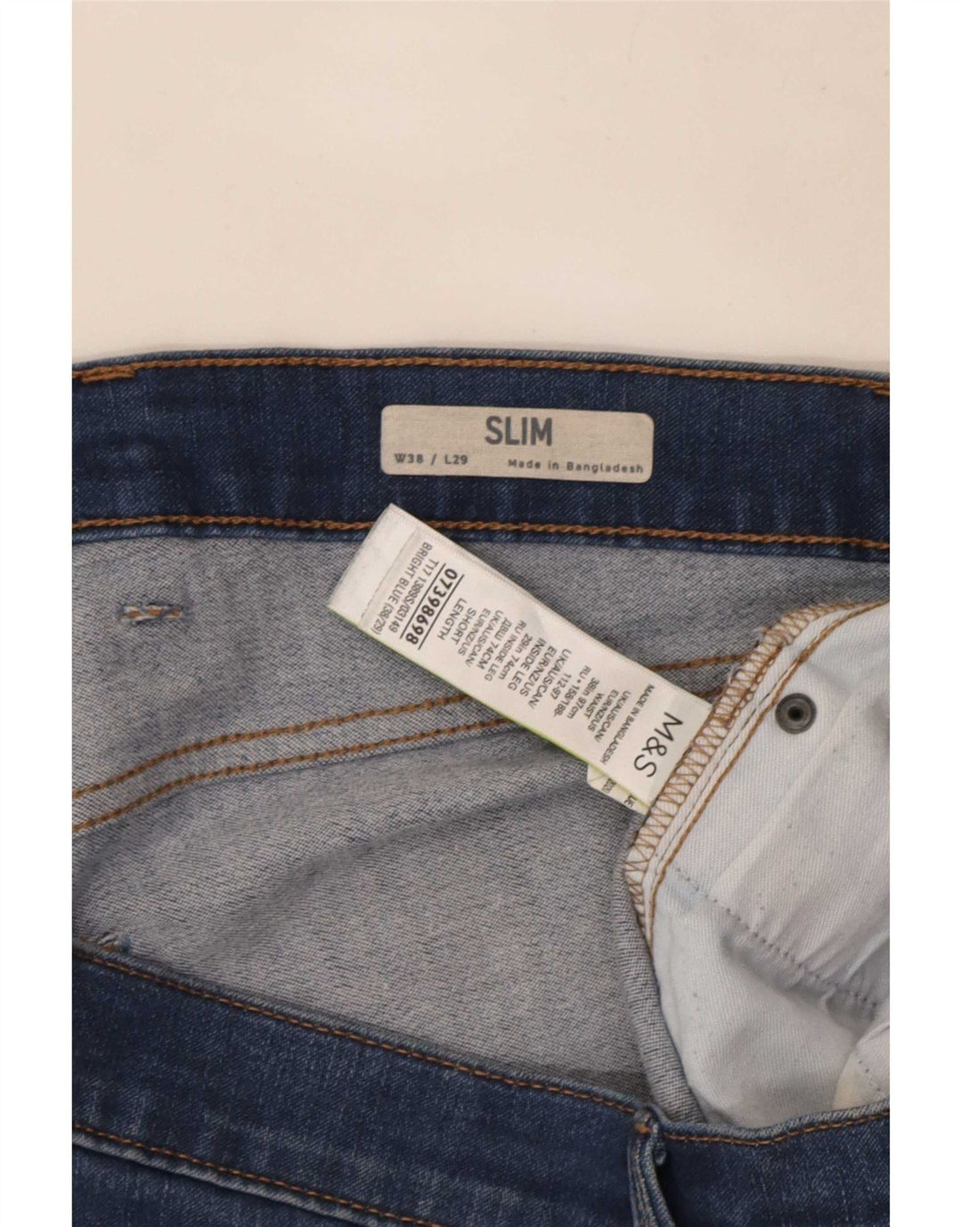 Jeans slim da uomo Marks & Spencer W38 L29 cotone blu