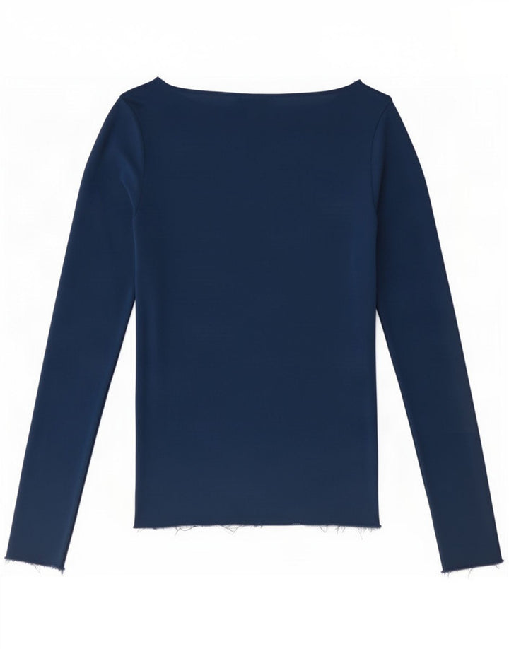 Top Zara da donna a maniche lunghe UK 8 Small Blu Navy
